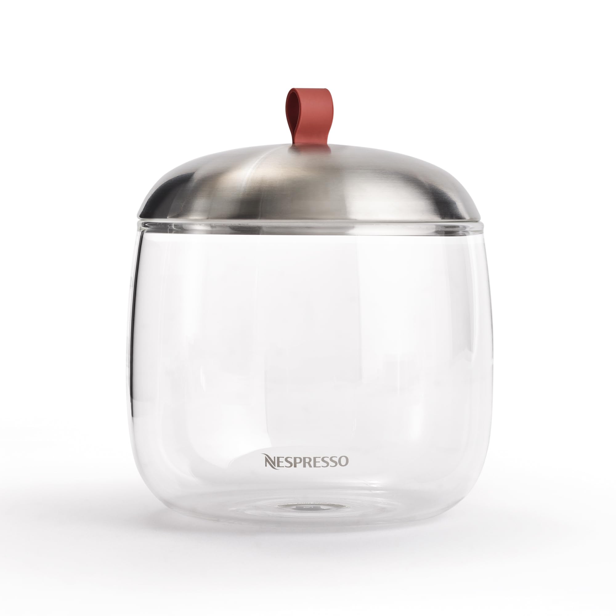 NESPRESSO Lume Mia Kapselbehälter Medium | Schale aus Glas & Edelstahl, Elegante Aufbewahrung für ca. 60 ORIGINAL oder 30 VERTUO Kapseln