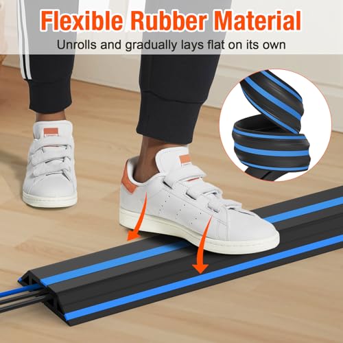 Image of Eapele Floor Cord Cover 10ft Cord Covers for Wires on Floor, Heavy Duty Extension Cord Cover, Rubber Floor Cable Cover, Prevent Trip Hazard for Sidewalk Home Office Outdoor or Indoor Settings
