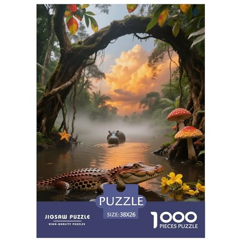 Puzzle Cocodrilo Enano Africano 1000 Piezas - para Adultos Puzzles De Congo Río, Desafío Mental Y Juego Complejo, DecoRataivo, Regalo Original 38x26cm/1000pcs