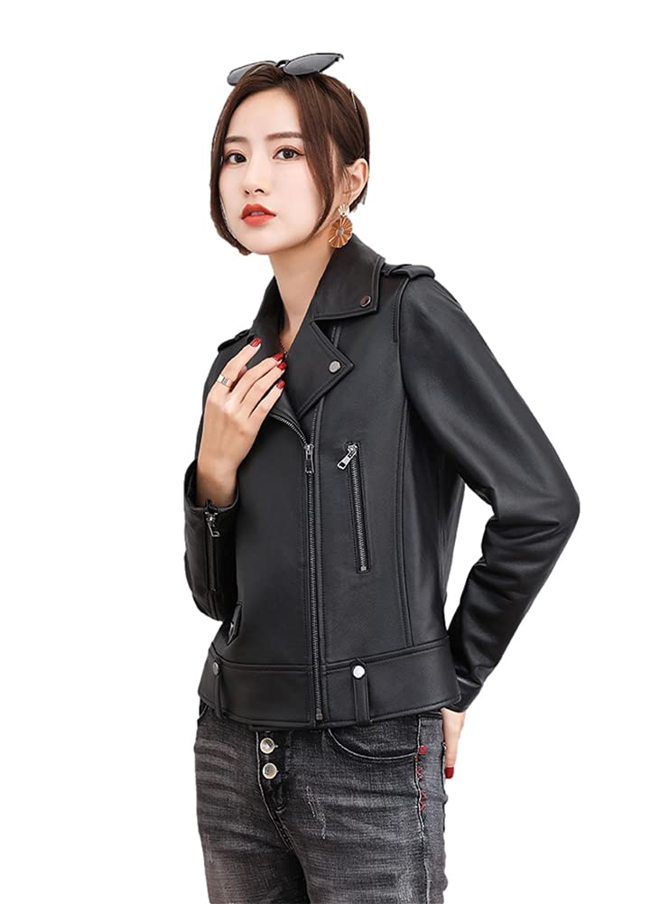 JINLUN レザージャケット レディース 本革 ラム ラム革 革ジャン ライダースジャケット ジャケット スリム おしゃれ シングル アウ