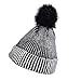 YEKEYI Women Winter Warm Knitted Beanie Hat with Faux Fur Pompom Metallic Shiny Hats Cap