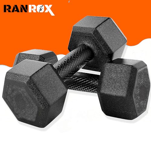 Image of PVC Hex Fixed Dumbbells Set and Fitness Kit for Men and Women Whole Body Workout (BLACK-7.5KG X 2) (4KG) (4KG)