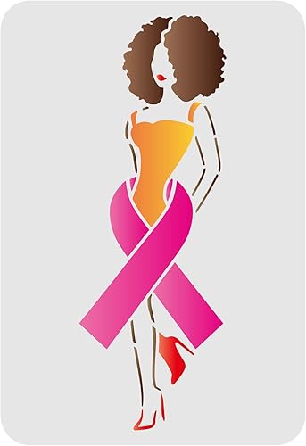 FINGERINSPIRE Plantilla de cinta de cáncer de mama de 11.7 x 8.3 pulgadas, plantilla de mujer africana, plantilla de cinta de concientización de