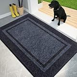 PURRUGS Dirt Trapping Door Mat 32' x 48', Non-Slip Machine Washable Entryway Rug, Entrance Mat, Indoor Front Door Mat, Super Absorbent Entry Rug for Muddy Shoes & Paws, Bluish Grey & Charcoal