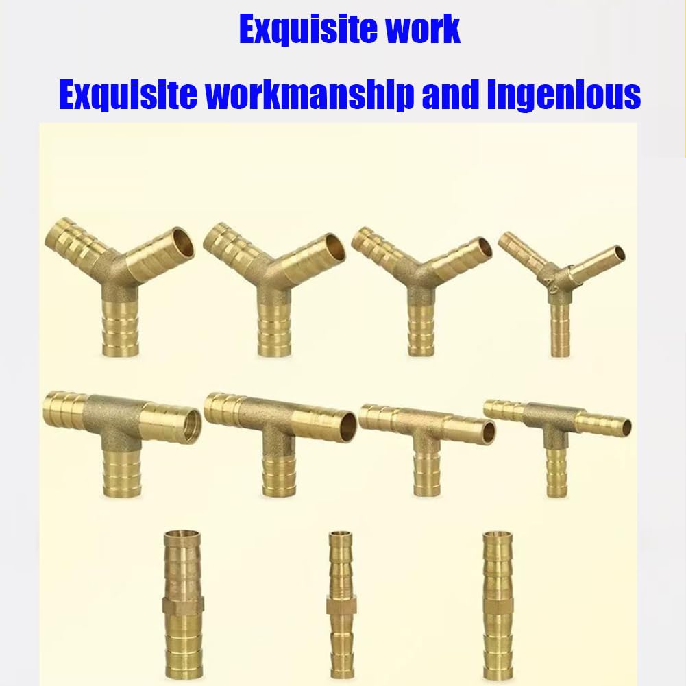 Racores de empalme con espiga de latón, Empalmes de púas for manguera latón for kit reparación aire y combustible gas, 6-19 mm, paquete 5 o 10(Four Interfaces 19mm,10pcs)