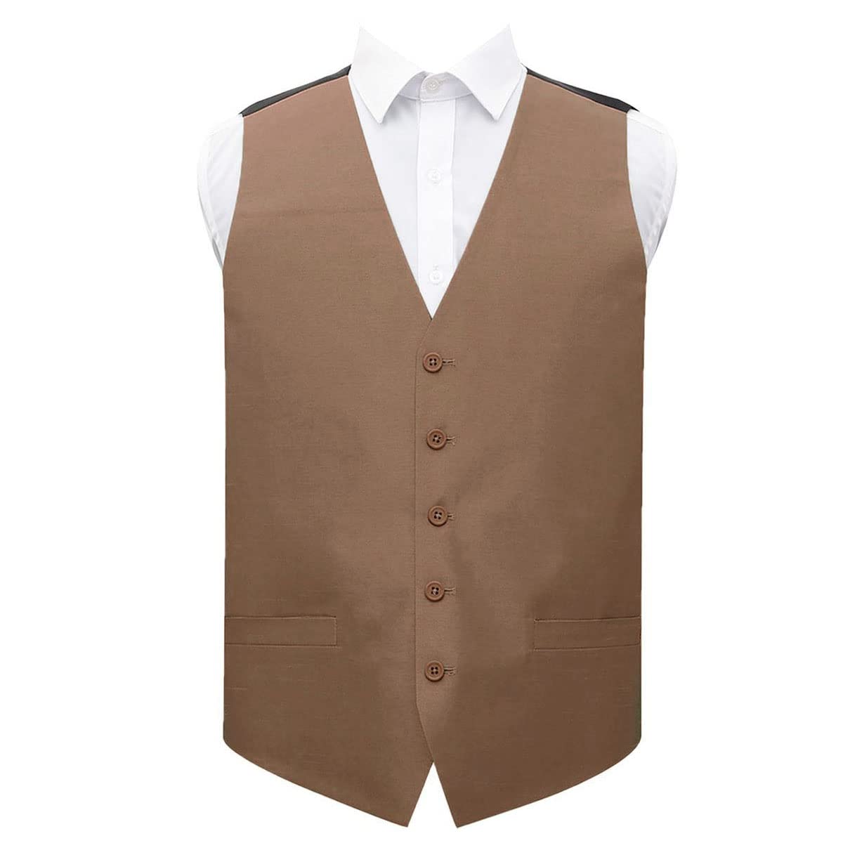 Dqt Men's Bronze Plain ’S Shantung Wedding Waistcoat – Formal Occasion Suit Vest – 42" (Xl)