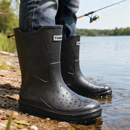 Image of Waterproof Rain Boots for Women & Men Non-Slip Slip On Garden Outdoor Shoes | Fishing Shoes for Men,Easy to Clean, Suitable for Farming and Commuting