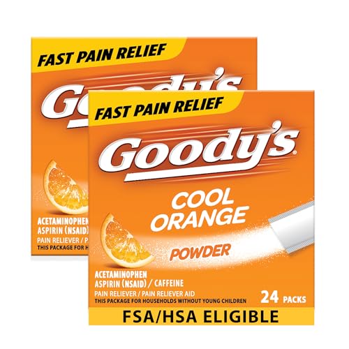 Goody's Extra Strength Headache Powder, Cool Orange Flavor Dissolve Packs, 24 Individual Packets (2 Pack)