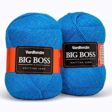 Image of NTGS Vardhman Big boss Wool Hand Knitting Soft Fingering Hank Yarn (1 Ball 200 gram Each) (Dark Blue Shade no-38, 200 Gram)