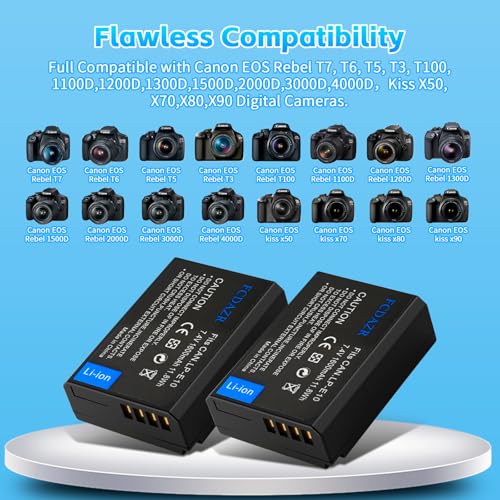 FCDAZR LP-E10 Battery Charger Kit for Canon EOS Rebel T7 T6 T5 T3 Cameras by FCDAZR - Used condition - Image 3
