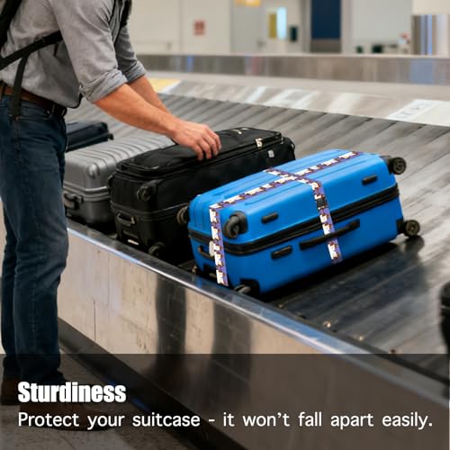 Image of Nuxovilar Luggage Straps Set for Suitcase 1.96x71in Polyester | Cargo Strap Travel Belt Security Buckle Band Pet Lover Family Trip Casual Travel (Cats Pattern)