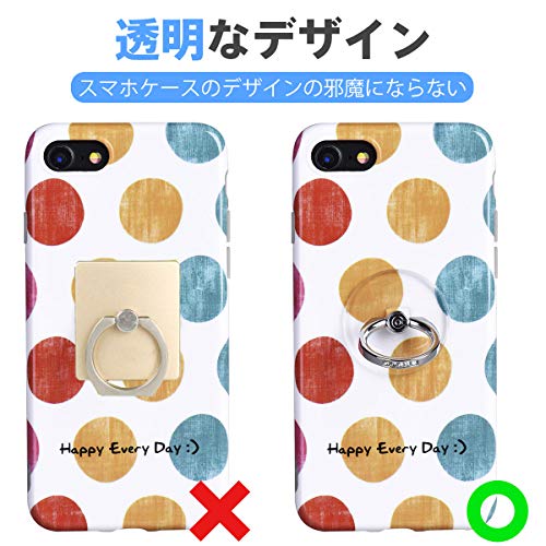 2個入り-スマホリング 透明 携帯 リング ホールドリング ホルダー 落下防止 スタンド iPhone/Android各種他対応 (ローズゴールドとダイヤモンド)