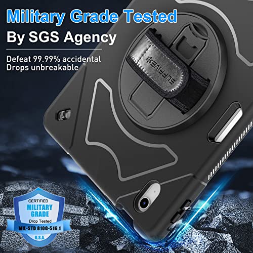 Supfives Case For Ipad 10Th Generation 2022: Upgraded Military Grade Shockproof Soft Tpu Protective Cover With Kickstand-Handle-Shoulder Strap For Ipad 10Th Gen 10.9 Inch -Black #TOP1