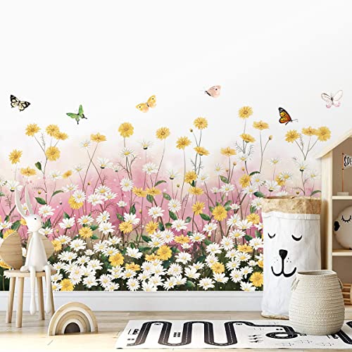 2 láminas de vinilos decorativos flores margaritas amarillas miniatura 7