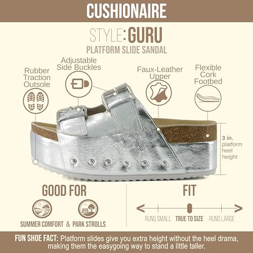 Image of CUSHIONAIRE Guru Platform Sandals Women Footwear - Comfortable Genuine Leather Footbed Studded Chunky Slide Summer Sandals for Women