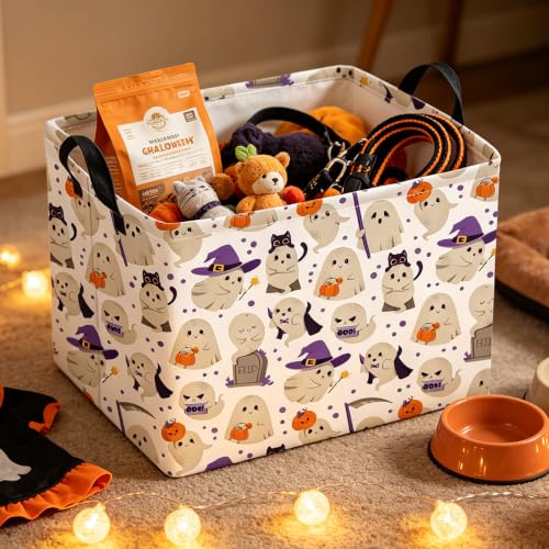 Image of Rectangle Storage Basket,Gift Baskets,Room Decor(Grey Ghost Halloween)