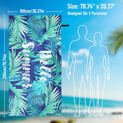 Pameil Strandhandtuch XXL Mikrofaser Badetuch 200x100cm,Mikrofaser Strandtuch Kompakt und Sandfest, Leicht und Schnelltrocknend Reisehandtuch für den Strand,Gym, Travel,Sauna