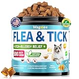 Natural Cat Flea Treatment Chewables – 500 Crunchy & Creamy Tasty Chews, Flea and Tick Prevention for Cats with Skin & Coat Support, Oral Flea & Tick Supplement & Allergy Relief for Cats, Chicken