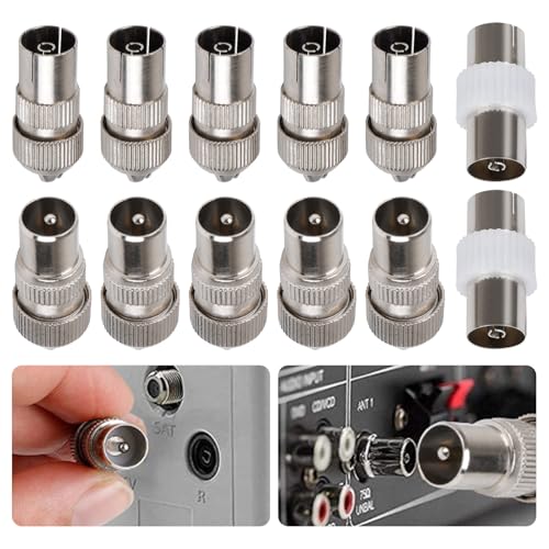 Maobeez 12 PCS TV Aerial Connectors, F Connector Adaptor, 5 Male, 5 Female, 2 Female-to-Female Couplers, Coaxial Cable Connectors Adaptor for RF Cable - Image 6