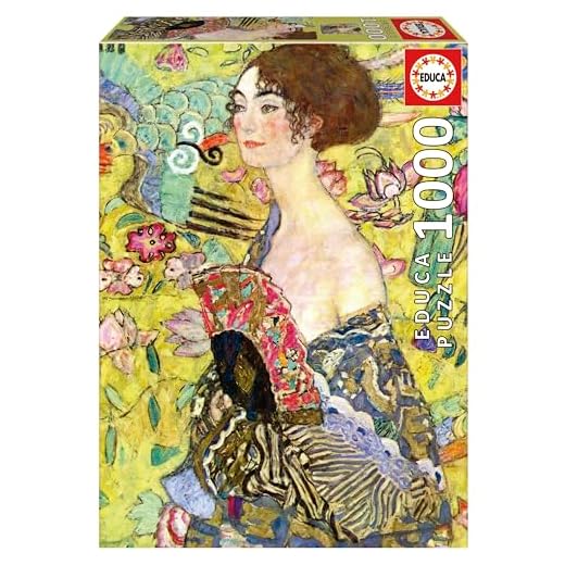 Educa - Dama con Abanico, Gustav Klimt | Puzzle de 1000 Piezas para Adultos. Medidas: 48 x 68 cm. Incluye Cola Fix Puzzle. A Partir de 14 años (19932)