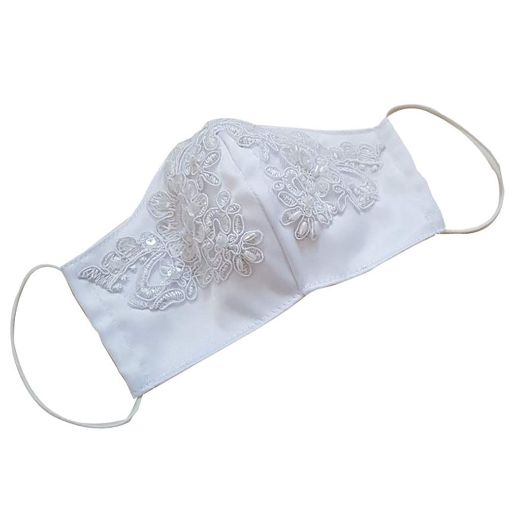 canjoyn Washable Face Mask for Brides Cotton Covering Wedding Face Cover
