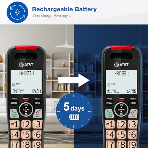 Image of AT&T EL2131-21 2-Handset DECT 6.0 Cordless Phone with Call Blocker (50 Numbers), Caller ID, Speakerphone, Backlit Display & Keypad - Black
