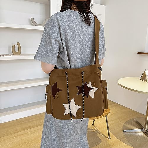 Cute Kawaii Messenger Bag Canvas Crossbody Bag Aesthetic Shoulder Bag for Women Men Flap Messenger Bag with Pockets2