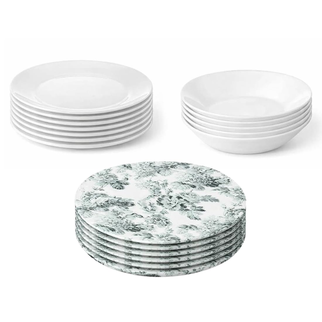IKEA 18-Piece Dining Set: SMAKSINNE Floral Placemats & OFTAST Tempered Glass Plates (Service for 6)-image-14