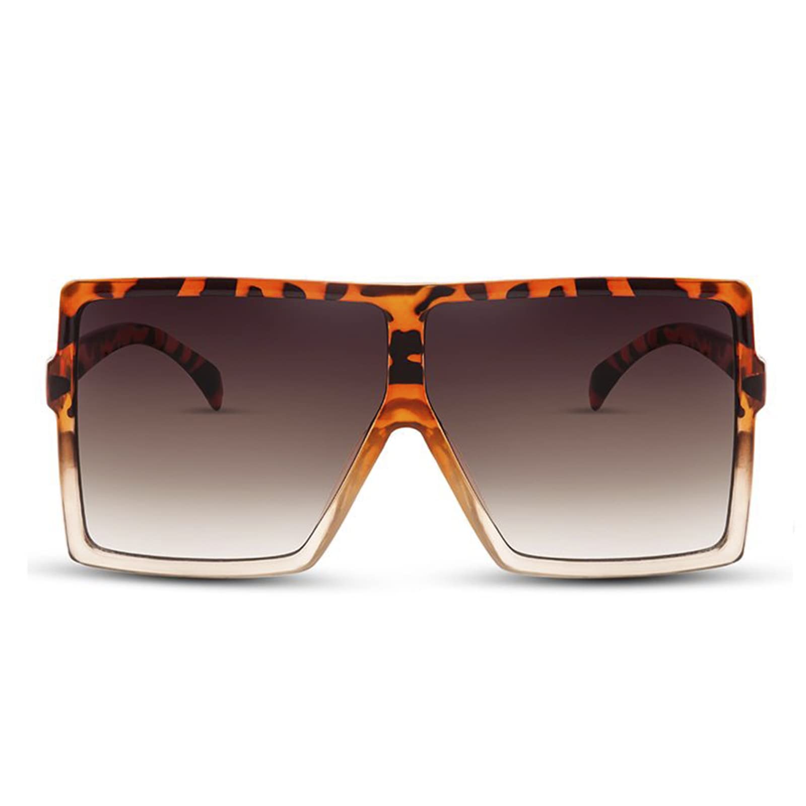 Jeulia Square Oversized Sunglasses for Women Men Flat Top Fashion Shades Grey Gradient UV400 Protect