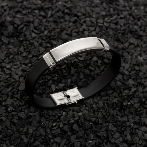 Image of Fashion Frill Silver Everyday Wear Bracelet For Men & Boys |Stainless Steel |Stylish|Leather| Wristband |Fancy| Bangle for Men Fashion| Bracelets Jewelry For Gift