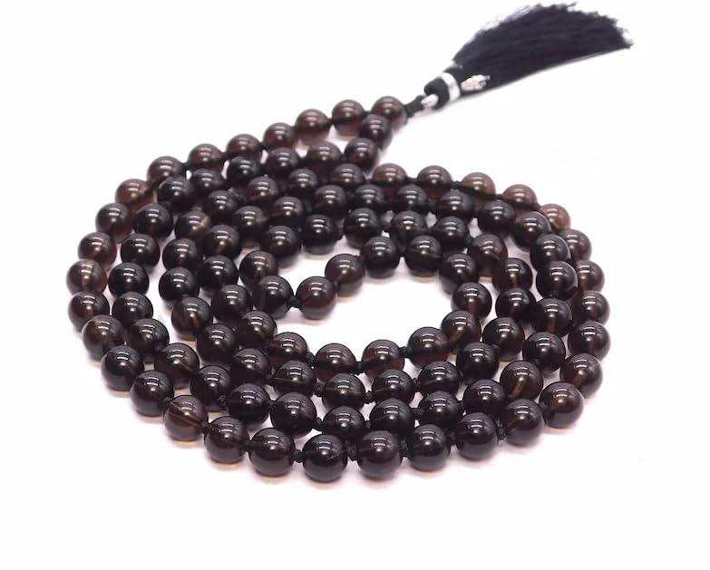 DeepMines Most Demanding Smoky Ratan Mala With Igl Lab Tested Original Certificate Natural Smokey Stone Mala For Women Men & For Gift स्मोकी क्वार्ट्ज धुएँ के रंग का क्वार्ट्ज माला