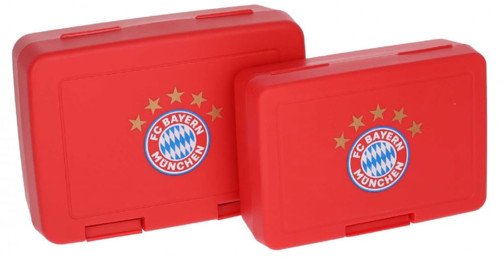 FC Bayern München Brotdose - 5 Sterne - 2er-Set Brotbüchse | Rot | Frühstücksbox FCB