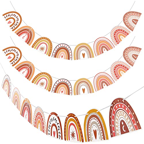 4 Pcs Rainbow Party Decorations Boho Banners Rainbow Theme Garland For Baby Shower Birthday Favors #TOP29