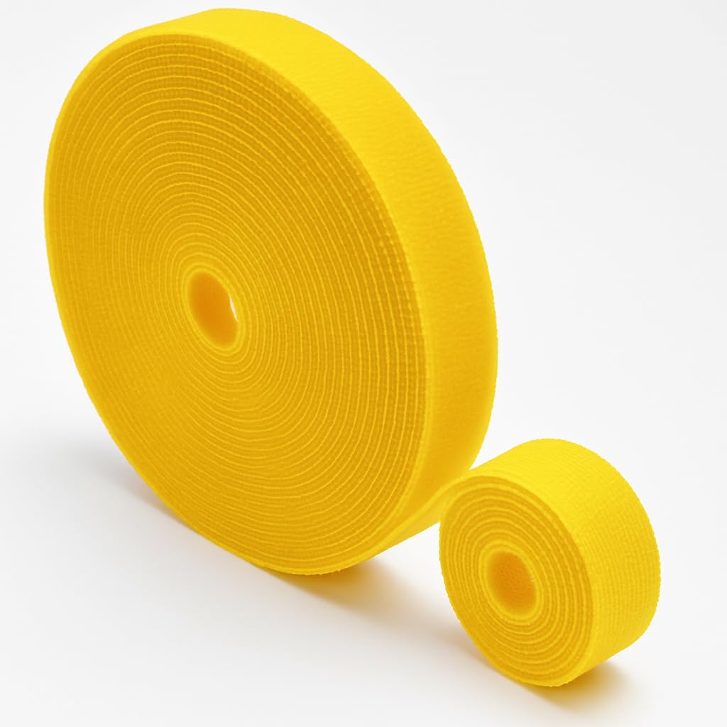 ADAPTOLL Cırt Cırt Sabitleyici Kablo Düzenleyici 5 metre x 1cm Kanca ve Döngü Kayışları, Tekrar Kullanılabilir, Çift Taraflı Kanca Rulo Düzenleyici Kayışlar, Bağlama Bandı (Sarı)