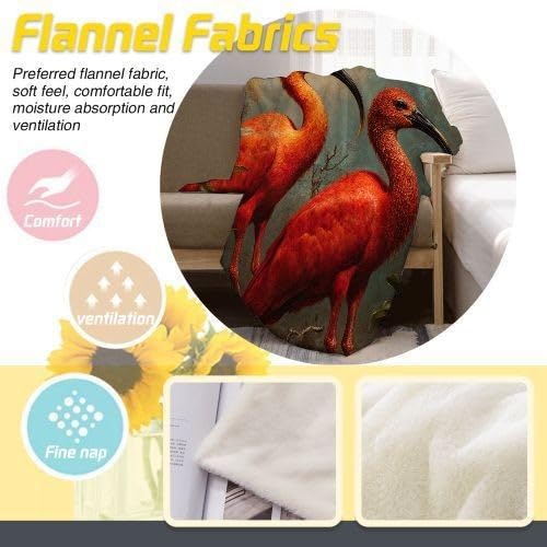 Manta tamaño King con flamencos rojos, manta de franela de alta calidad de 86 x 94 pulgadas, se adapta a camas tamaño King como cubrecolchón o capa cálida, cobertura completa, lujo de hotel en