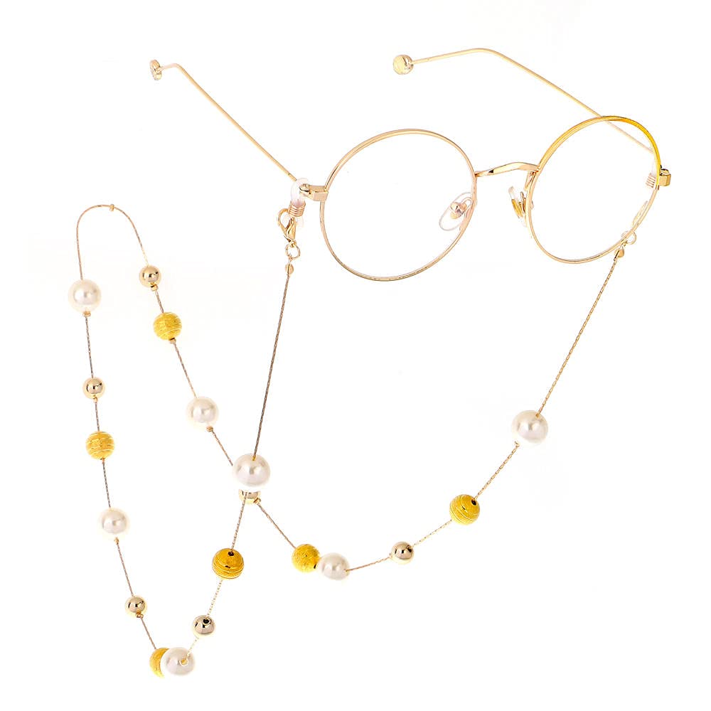 Okulary Przeciwsłoneczne Pasek Łańcuszki I Sznurki Do Okularówmoda Sweter Łańcuch Łańcuch Okulary Dwuużytkowe Model Gold Frosted Ball Pearl Okular-Złoto