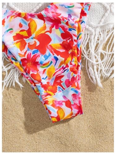 SOLY HUX Bathing Suit for Women Floral Print Triangle High Cut Swimsuit Two Piece Bikini Set4