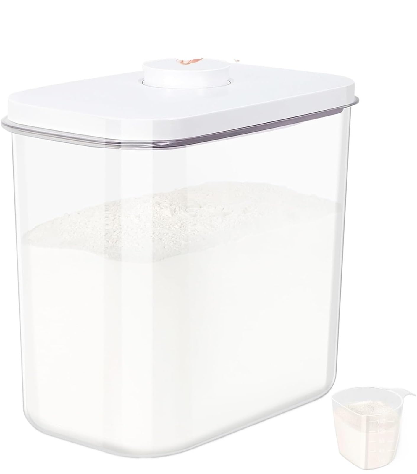 UBOHUZ Airtight Rice Container With Handle, Cup & Pop-Up Seal - Clear Large Food Storage Bin For Kitchen for Kitchen & Pantry