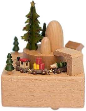 Takefuns Wooden Music Box Present Christmas Train Musical Box for Her,Musical Box Smart Castle Toy Birthday Present for Lover Friends and Children,Play Merry Christmas Song