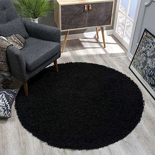 SANAT Round High Pile Modern Rugs for Living Room, Bedroom, Dining Room or Children's Room, Light Grey, Size: 80 x 80 cm