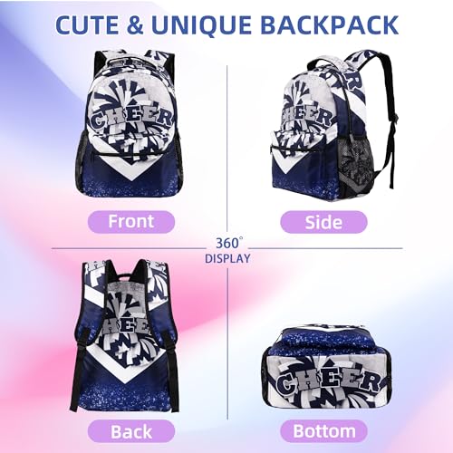 Image of Cheer Backpack for Cheerleaders, Cheerleading Gifts for Teams, Cheerleader Backpack for Women (Silver&Blue)