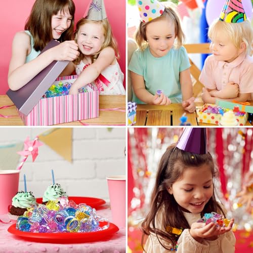 NLR FUN 50 PCS Kunststoff Acryl Ringe, Mehrere Formen Bunte Diamantringe, für Party Gastgeschenke | Preis Karneval Spielzeug | Goodie Bag | Geburtstag für Mädchen/Kinder