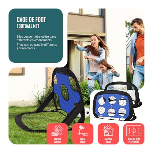 VOUNOT® Set 2 Porterías Fútbol Niños Plegable Mini Portería 120x80x80cm Red de Fútbol Exterior 4 en 1 con Dianas Intercambiables Bolsa de Transporte Equipo Portátil de Entrenamiento para Jardín Parque - imagen 5