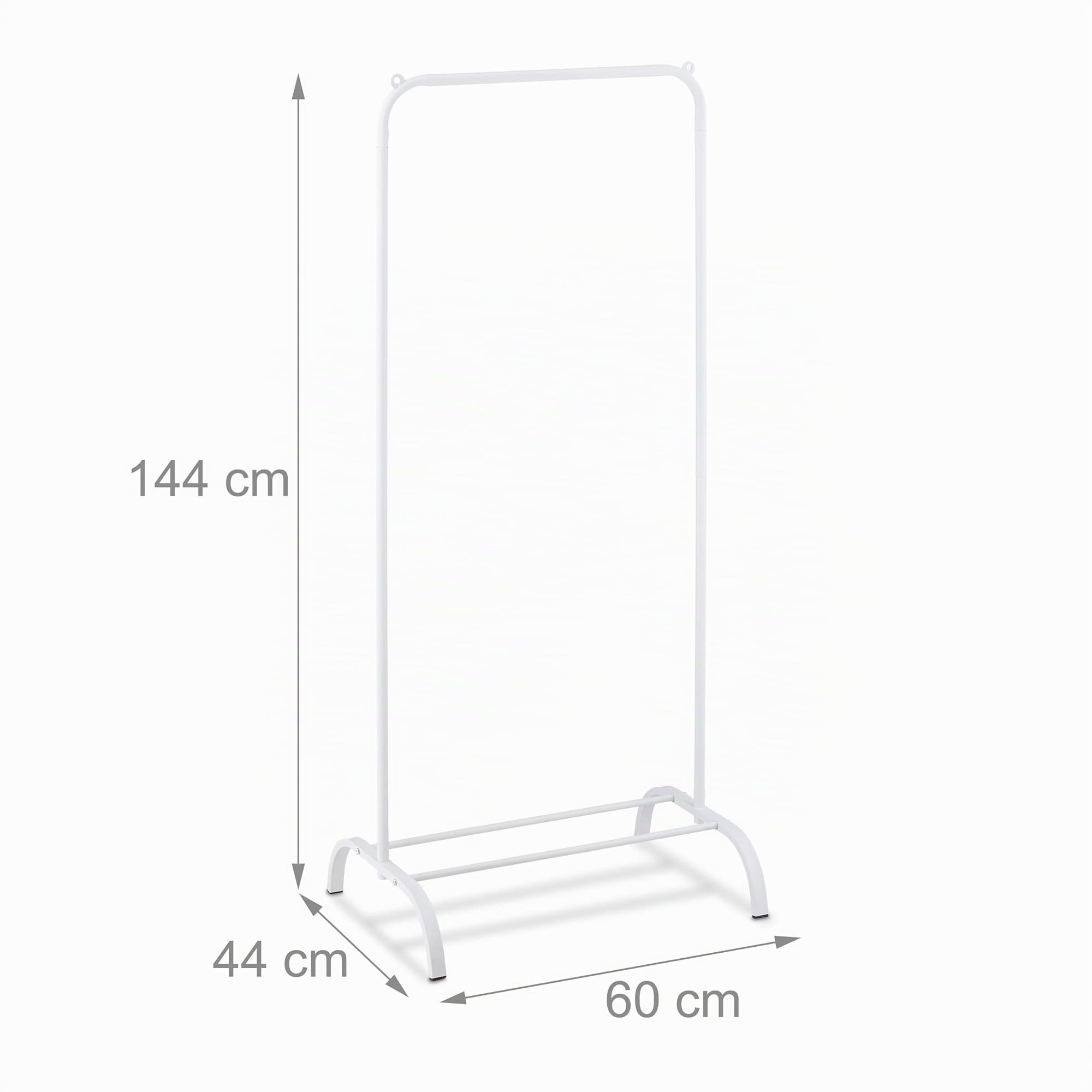 Relaxdays Stand Appendiabiti con Ripiano Porta Scarpe, Asta Attaccapanni da Camera e Ingresso, HLP: 144x60x44 cm, Bianco