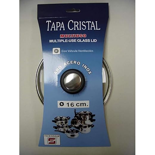Tapa Bat Cocina 16Cm Valv.ventil. Aro Inox-Cristal Tecnhogar