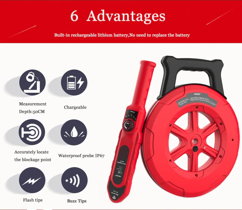 Cable and Network tester Pip Iron Pipe Blockage Detector NOYAFA NF-5120 NF-5130 NF-5140 Diagnostic-tool Scanner Pipeline Blocking Clogging Plumbers Instrument (NF-5120 20M)