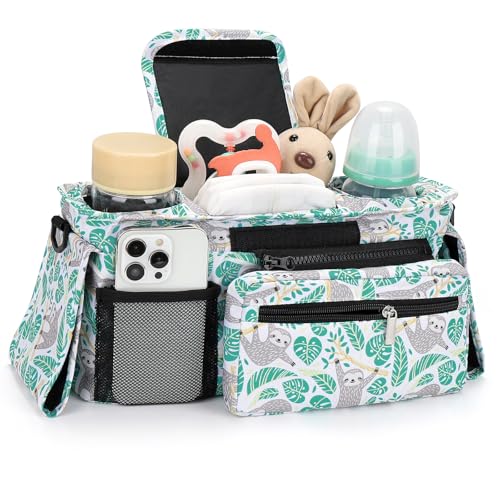 image for Accmor Universal Stroller Organizer with Insulated Cup Holder Detachab