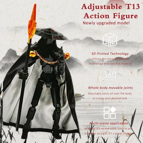 Image of T13 Assembly Completed Action Figures, 3D Printed T13 Multi-Jointed Movable, Dummy Hand Painted Figure, Desktop Decorations Game Gifts (White)