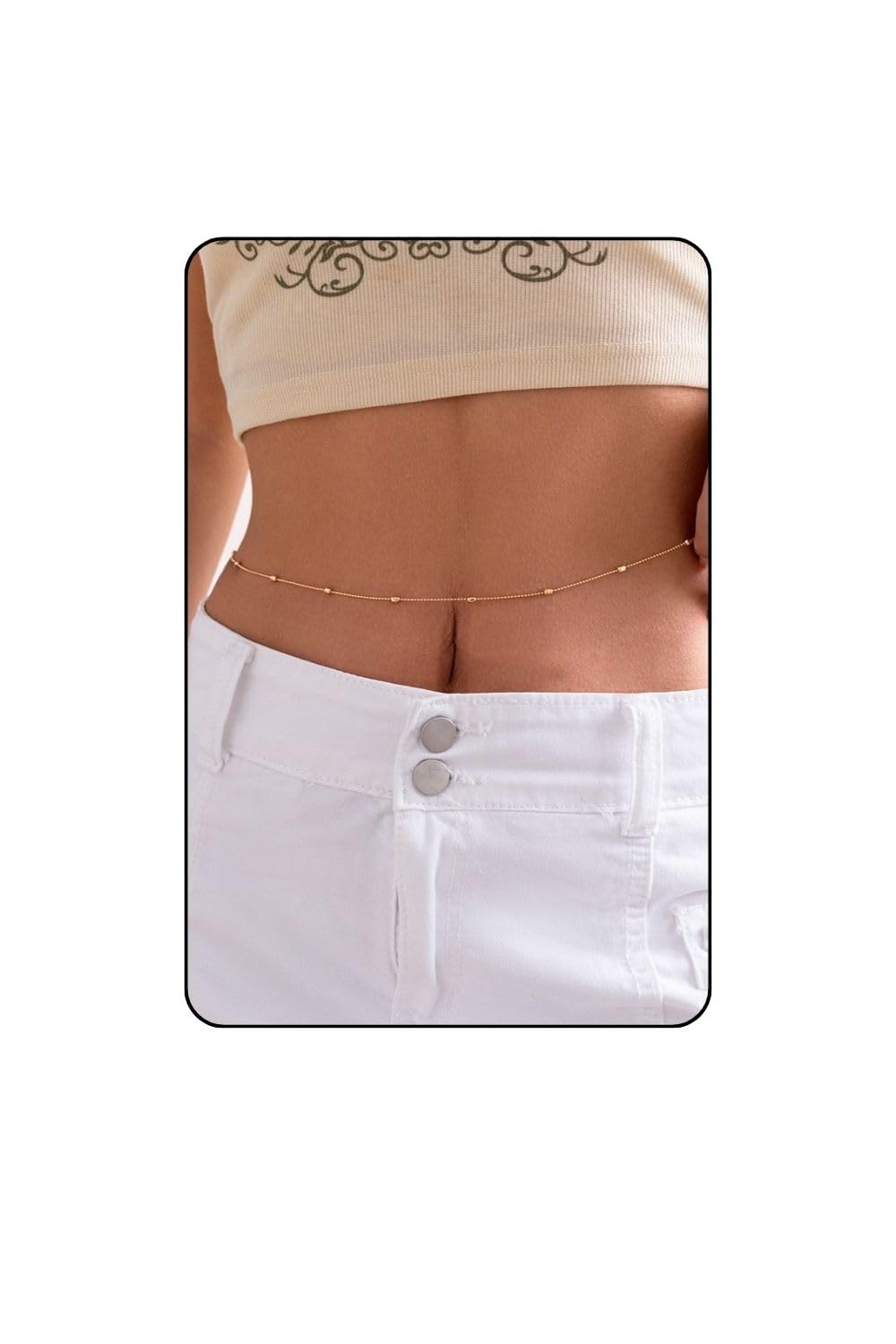 Women's Waist Chain- Stylish Saree Gold Plated Belly Chain Pearl Layered Body Hip Chain for the Waist Ladies Sexy Bikini Jewelry (26-42 In)