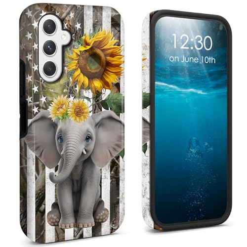 Coque Samsung S25 FE polycarbonate TPU antichoc noir drapeau américain éléphant 6,7"